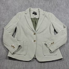 Talbots Blazer Jacket W Petite 4P Olive Green Stripe Knit Aberdeen Office Career