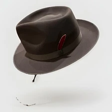 Vintage CHAMP  KASMIŘ Featherweight Fedora Hat Sz 7 ABRAHAM & STRAUS Gray Band