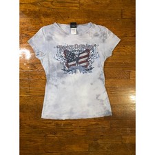 Harley Davidson Butterfly Bedazzled T Shirt Womens Large Tie Dye USA Made