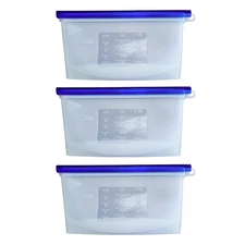 7Penn Silicone Food Storage Bag 500mL - 3pk Blue 7.75 x 4in Reusable Food Bags
