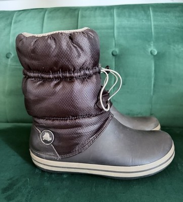 Crocs Crocband Women s US 11 Brown Winter Puff Insulated Rain Snow Boots Pull-On