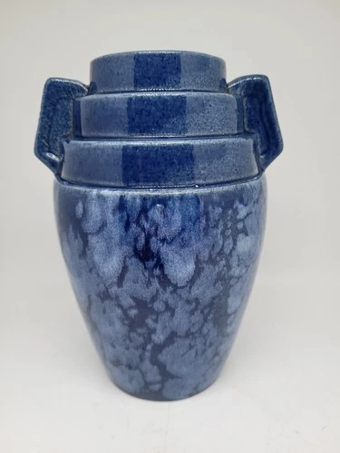 Vintage Blue Brush McCoy Kolorkraft Moderne Art Deco Pottery  Vase