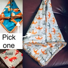 Fox Fleece Baby Blanket - Handmade Baby Gift - lightweight or warm option