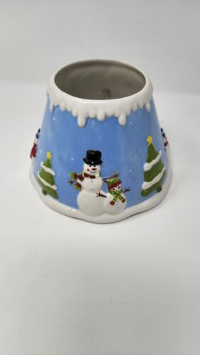 Lens and Things grande ceramica paracandele pupazzo di neve Natale vacanze invernali - Foto 1 di 3