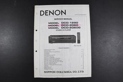 Denon DCD-1290 DCD-2060 DCD-2060G CD Player Service Manual - Genuine Original