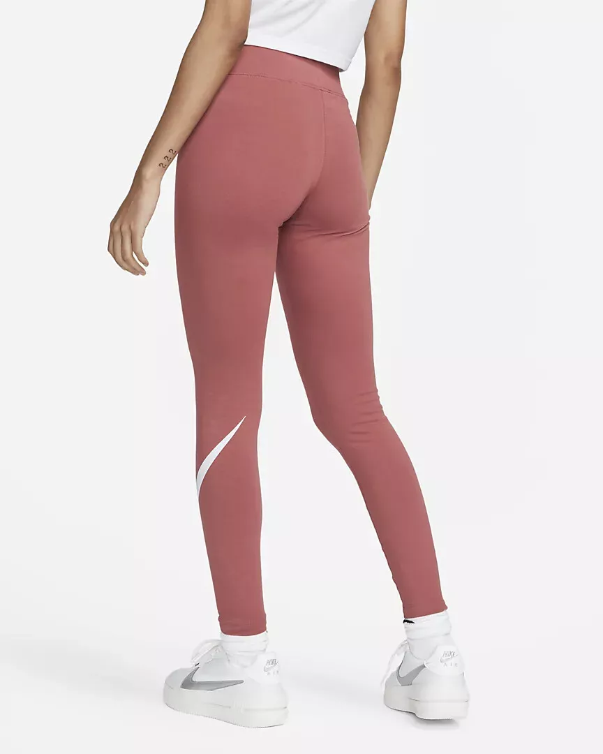 Nike Women's Canyon Rust/White Essential Swoosh MR Leggings (CZ8530-691)  Size S