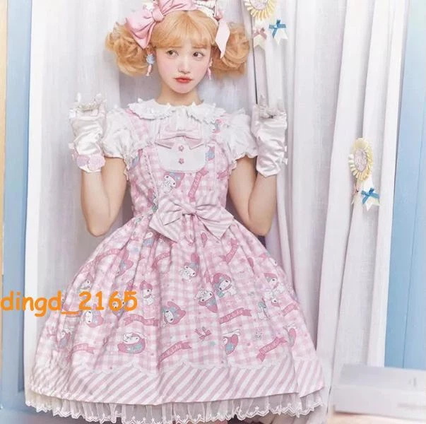 Dulce Cinnamoroll Kuromi My Melody Lolita Niñas Vestido Lindo Sin Cordones Correa Falda Foto 2 de 4