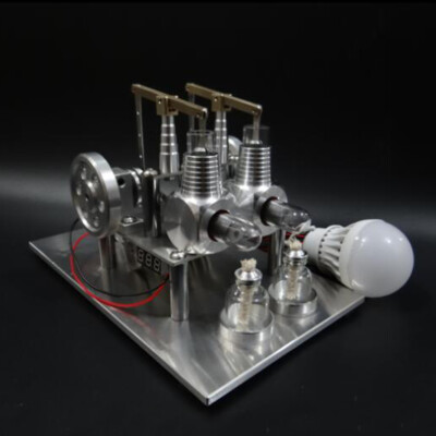 DIY Powerful Hot Air Stirling Engine Model Toy Mini 2Cylinde Generator Motor Toy
