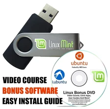 Linux Mint 22 Live Install Desktop 16 GB USB For Windows PC MAC With BONUS DVD