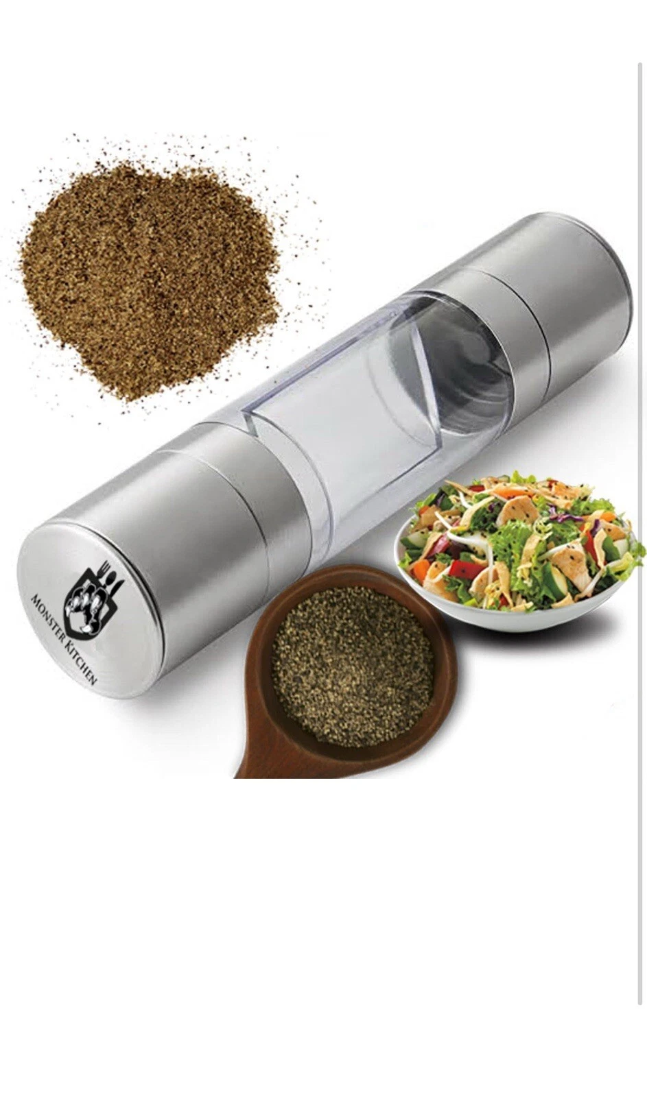 All In One Salt and Pepper Grinder Spice Mill (Stainless Steel)