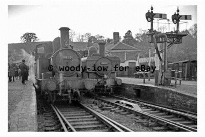 #ad bb0198 BR Steam Trains 1455 amp; 6439 aat Monmouth Troy in 1958 print GBP 2.20