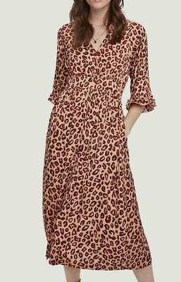 Scotch & Soda Printed Midi Dress Leopard XS