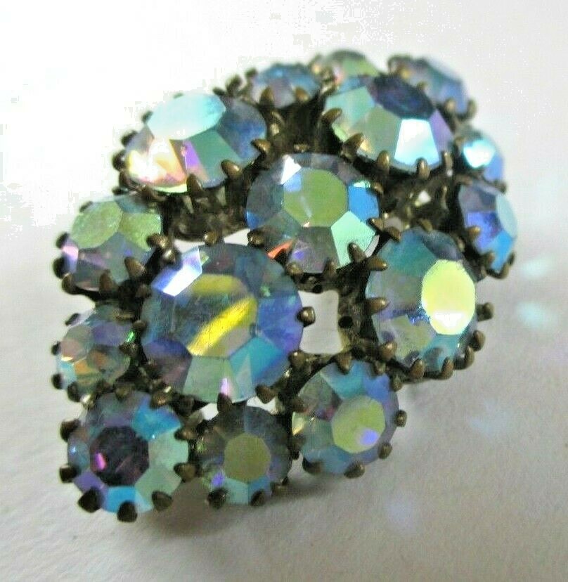 Broche Vintage Oiseau Ajouré Or Et Cristaux - Bijou Fantaisie Ancien - Occasion Parfait