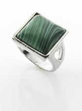 Fashion silver plated ring set Malachite gemstone size 10  Gift Jewelry  Love