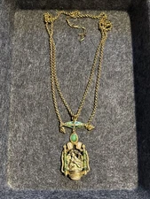 vintage Edgar Berebi gold emeral green pendant And necklace