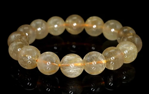 PIEDRAS PRECIOSAS DE CUARZO RUTILADAS ORO 11 MM GRADO AA REDONDAS CUENTAS SUELTAS 11 MM 7 pulgadas - Imagen 3 de 4