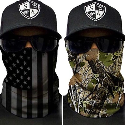 ( 2 ) Salt Armour SA Fishing Camo + Blackout American Flag Gaiters Masks