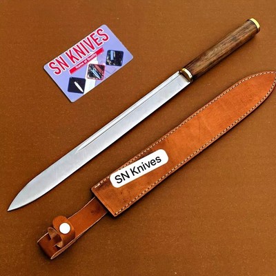 CUSTOM HANDMADE D2 TOOL STEEL HUNTING LONG DAGGER SINGLE EDGE DAGGER W/SHEATH