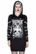 Killstar Firestarter Baphomet Satanic Gothic Punk Chains Hooded Dress KSRA002520