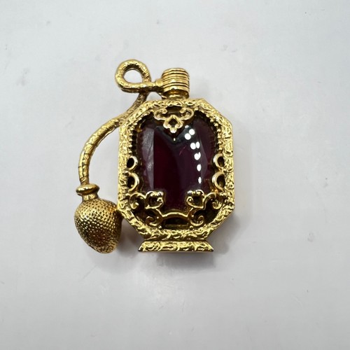 Vintage Perfume Bottle Brooch Gold Tone Filigree Purple Stone eBay
