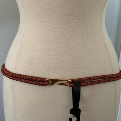vintage 80’s 90’s statement belt statement stretch braided Gold Fall colors M L vintage 80 main image 3