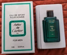 Vtg Santos De Cartier Eau de Sport Pour Homme EDT 4 ml/.13 fl oz  In Box Rare 