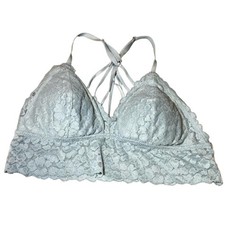 Aerie Light Blue Lace Bralette Size Large Adjustable Crisscross Back Delicate