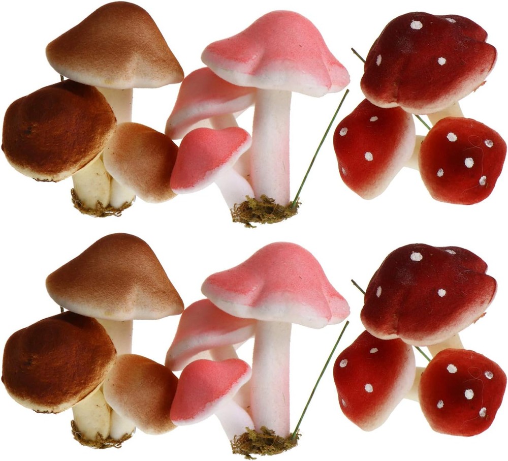 ARTIBETTER 6pcs Fake Froth Mushroom Brown Foam Mushroom Simulation Froth Mushroo