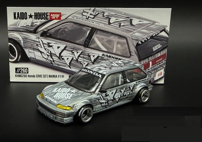 #ad Chase Kaido House x Mini GT 1:64 Honda Civic EF Kaido Manga V1 Silver KHMG260 $169.99