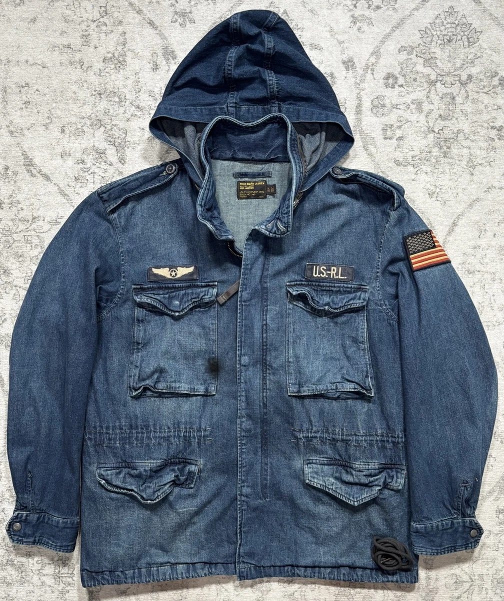 Lauren Ralph Lauren Denim Military Jacket Coats, Jackets & Vests