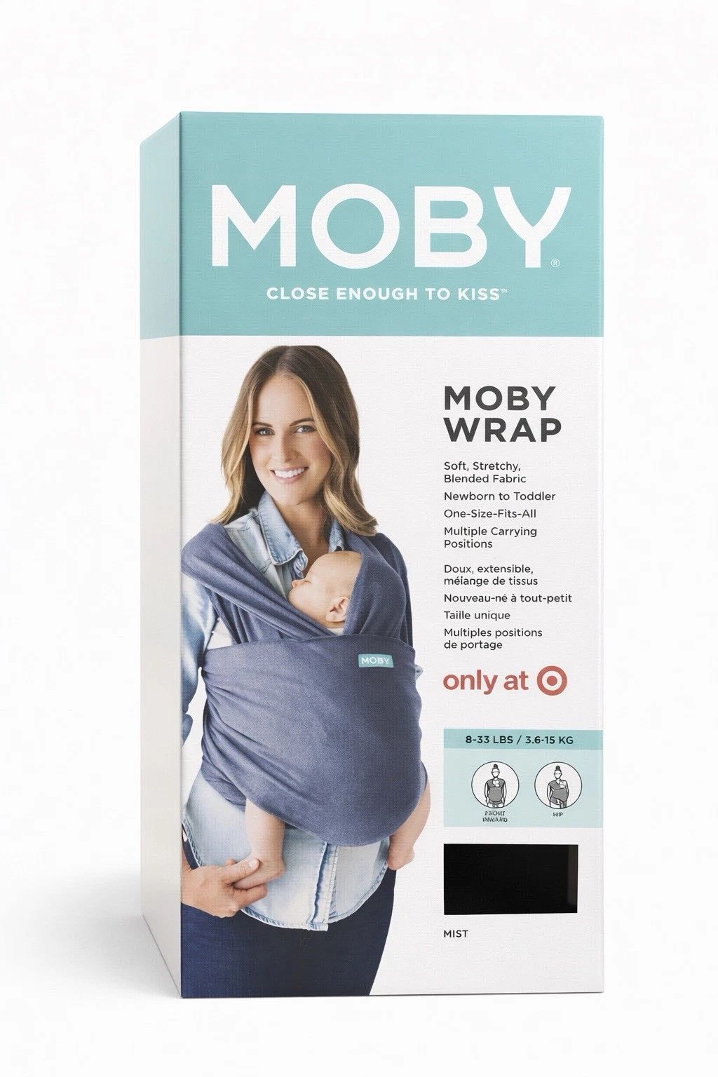 Moby Classic Baby Wrap Carrier – Soft & Breathable, Hands-Free Denim