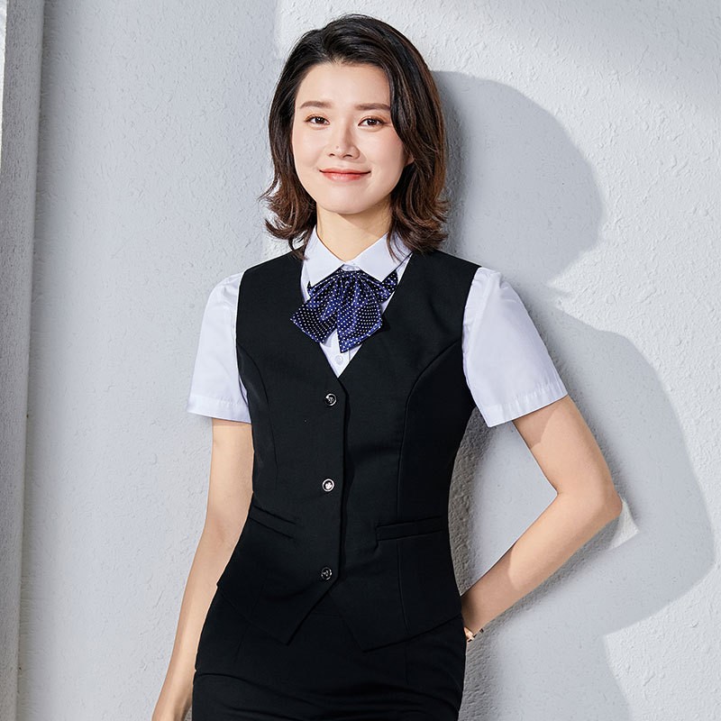 Dama Traje Chaleco Camiseta sin mangas Ajustado Corto Chaleco Negocios Oficina Cuello en V Blusa Negro