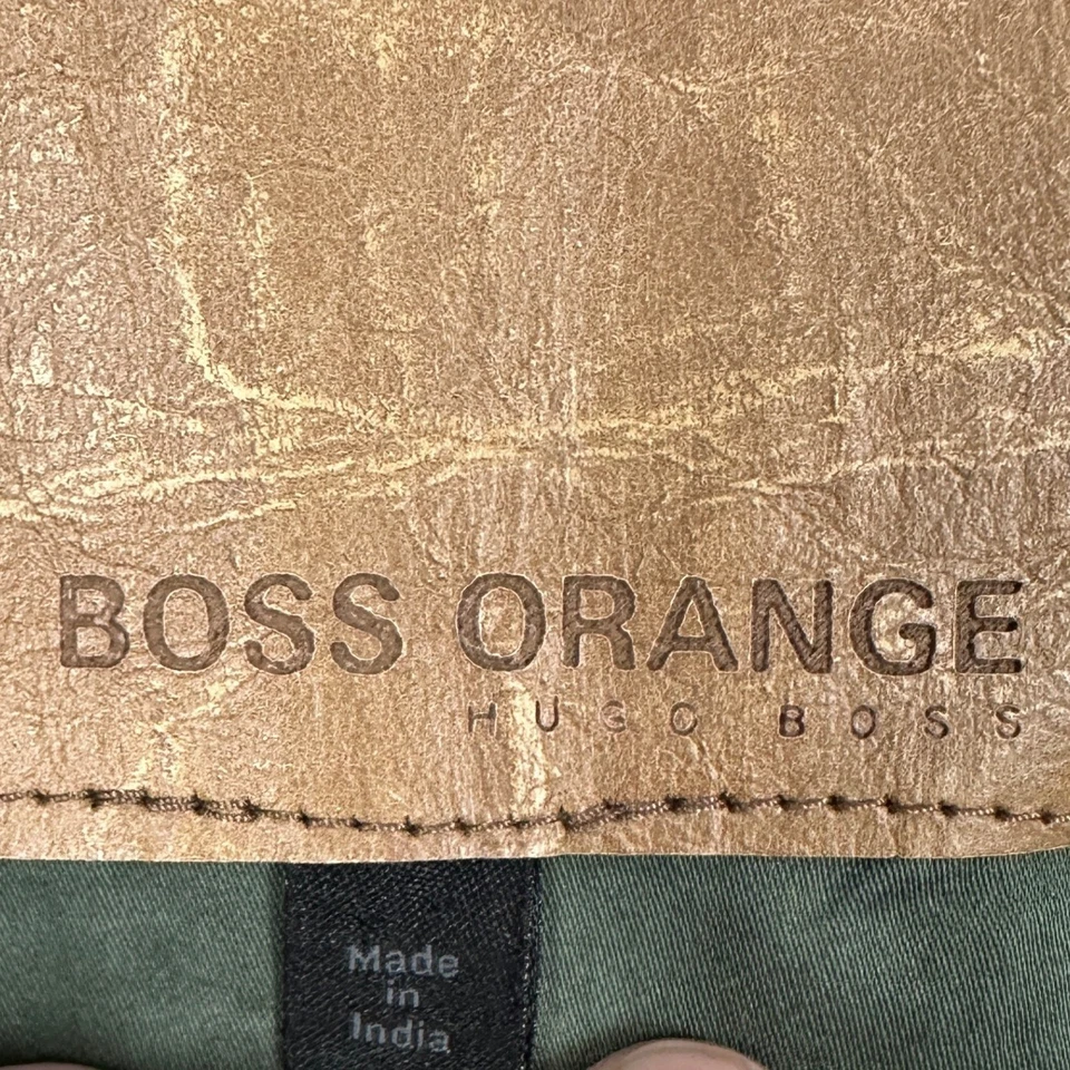 Hugo Boss Boss Chaqueta de Cuero Cordero Naranja Para Hombre 38R Verde Cremallera Completa Bolsillo Exterior Foto 4 de 4