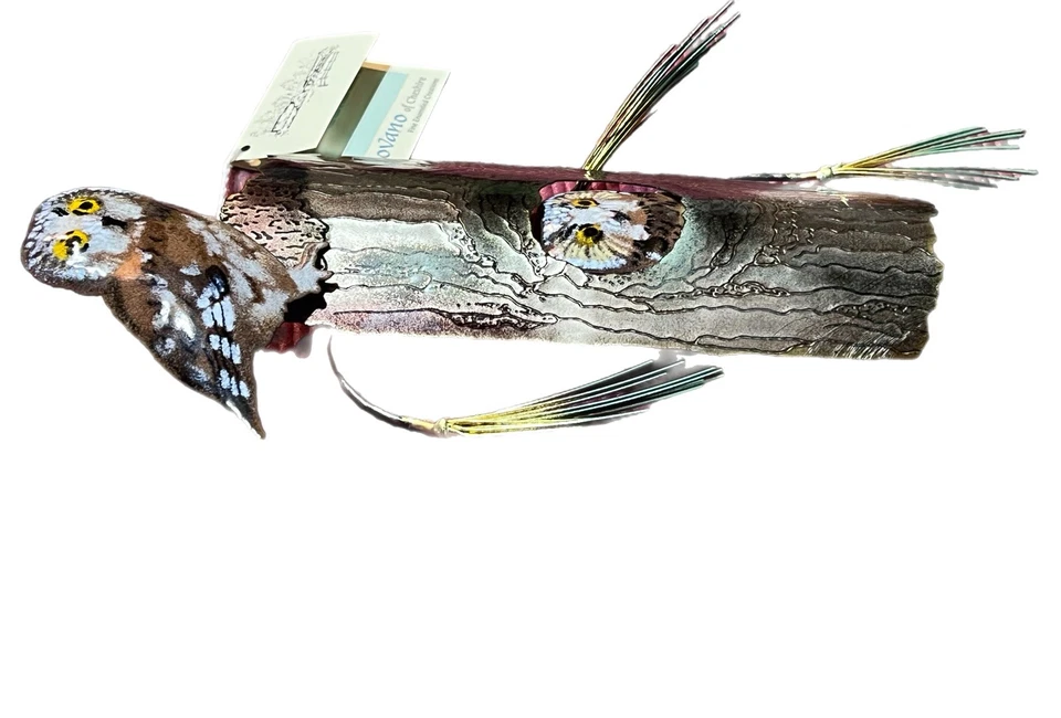 BOVANO De Colección Vidrio Esmalte Escultura Búhos En Tronco Árbol Arte Colgante NUEVO CON ETIQUETAS Foto 3 de 4