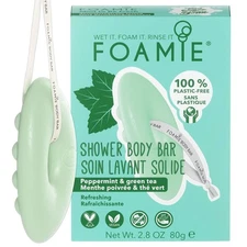 3 Foamie Shower  2-in-1 Natural Body Wash Bar Peppermint & Green Tea Vegan Eco