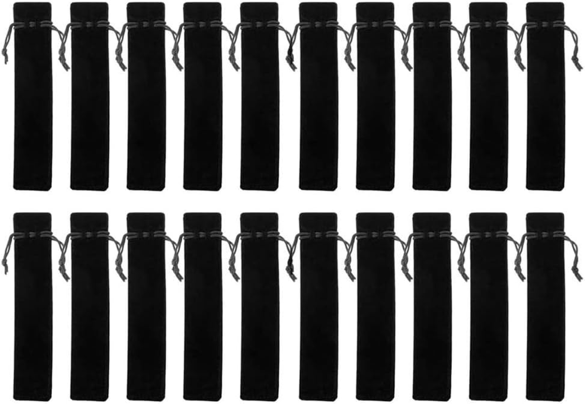 20 Pcs Velvet Drawstring Pen Pouch Single Pen Holder Sleeve Bag Case