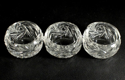 Vintage Cut Crystal OPEN SALT CELLARS * Set of 3 * Pinwheel Whirling Star 1 7/8''