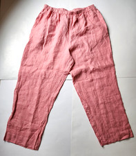 Bryn Walker 100 Linen Wide Leg Pants Elastic Waist Pink Size XXL