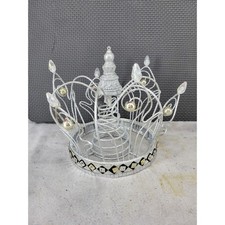 Silver Glitter And Rhinestones Crown Tree Topper Table Scape Decor Elegant