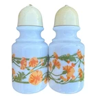 Vintage Milk Glass Salt & Pepper Shakers – Orange Poppies – 1970's