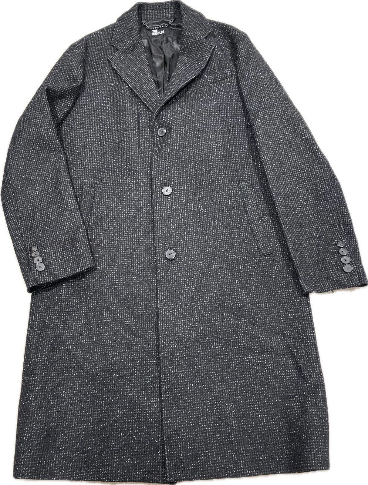 THE KOOPLES MEN’S ELEGANT WOOL BLEND COAT BLACK SPACKLE GRAY SIZE S NWT  $745 image 3