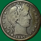 1897 Barber Half Dollar Very Good VG Coin #36669