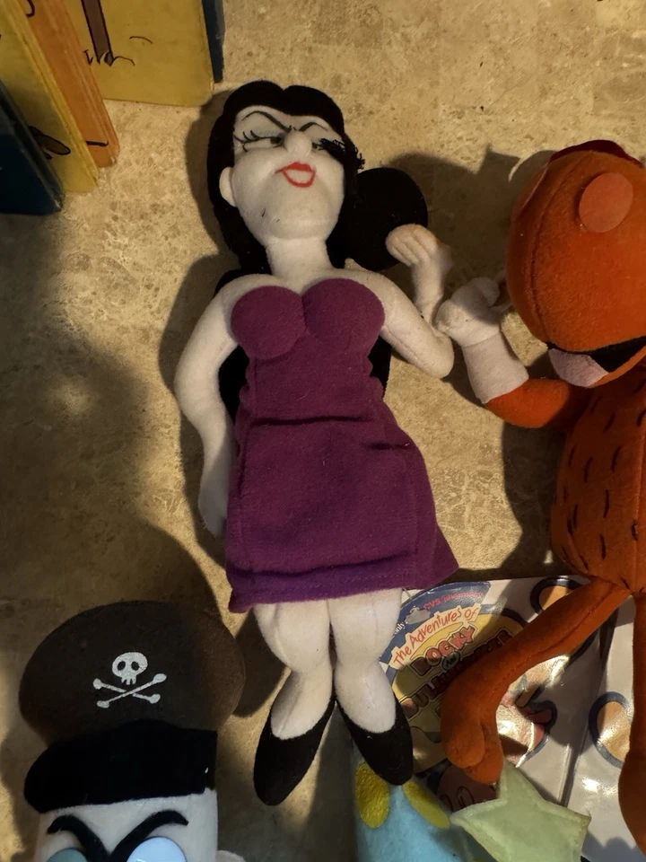 Juego de 7 bolsas de frijoles de felpa Rocky & Bullwinkle 1999 Stuffins CVS Boris años 90 Foto 2 de 4