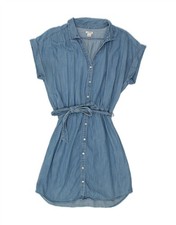 J. CREW Womens Oversized Short Sleeve Denim Shirt Dress UK 10 Small Blue BU02