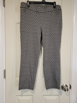 #ad #ad Briggs Petite 14PS Black White Geometric Diamond Stretch Ankle Capri Pants $8.00