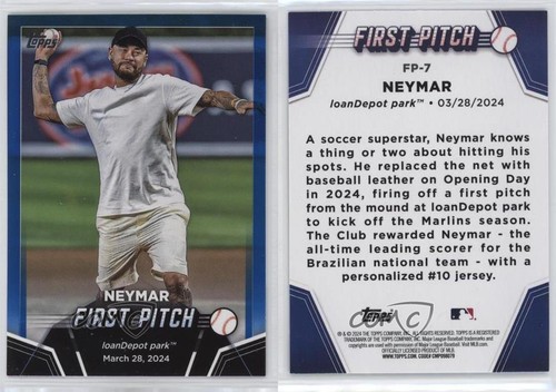 2024 Topps Update First Pitch Blue Neymar Jr Neymar #FP-7 0md - Picture 3 of 3