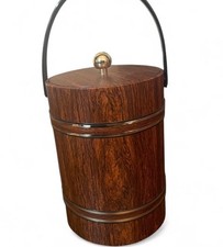 Elmar Mfg. Vintage Brown Ice Bucket with Handle, Lid, Insulated Retro Style