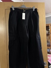 Next Petite Black Linen Combats - Size 16P - BNWT