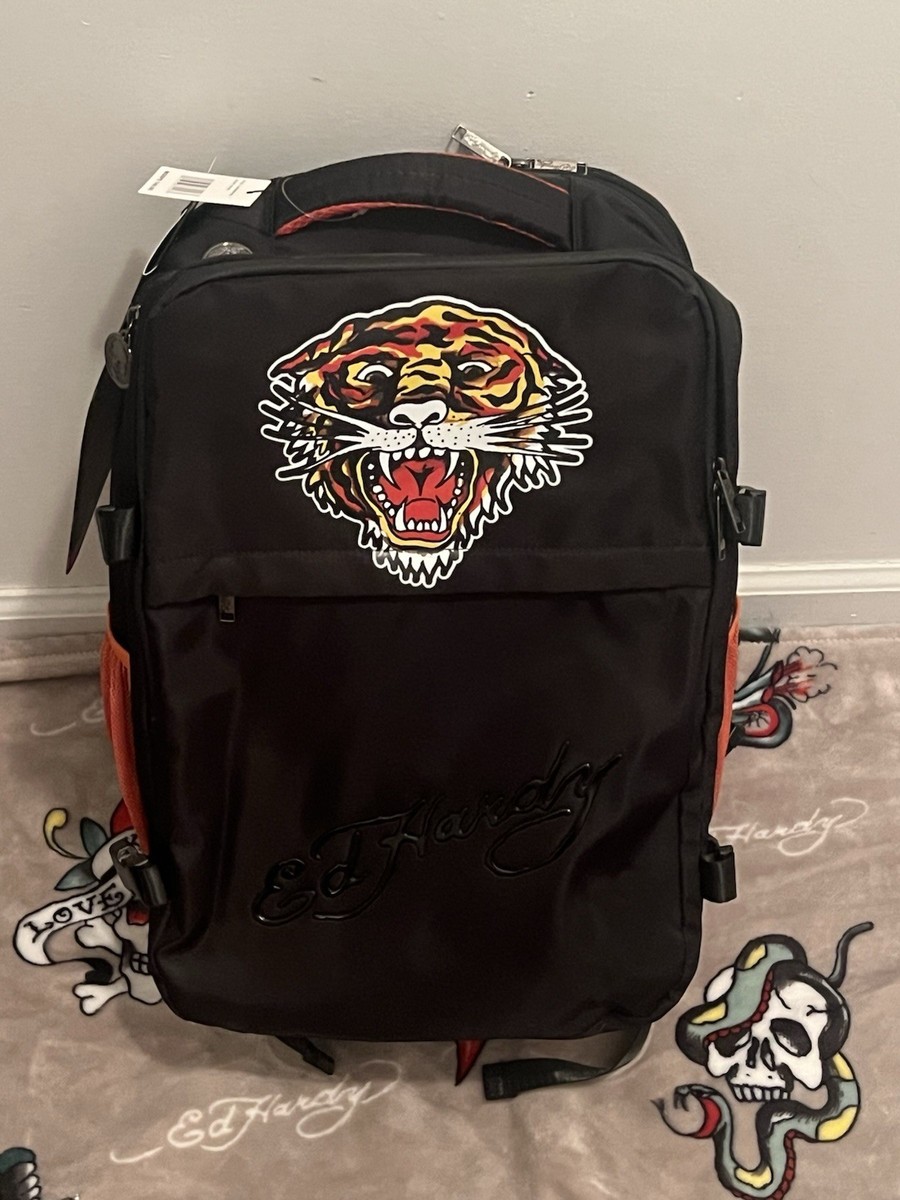Ed Hardy Multiuser Travel Duffle Bag, Backpack,Suitcase, Black