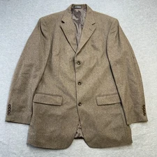 Oscar De La Renta Blazer Mens 42L Brown Wool Cashmere Jacket Three Button Coat